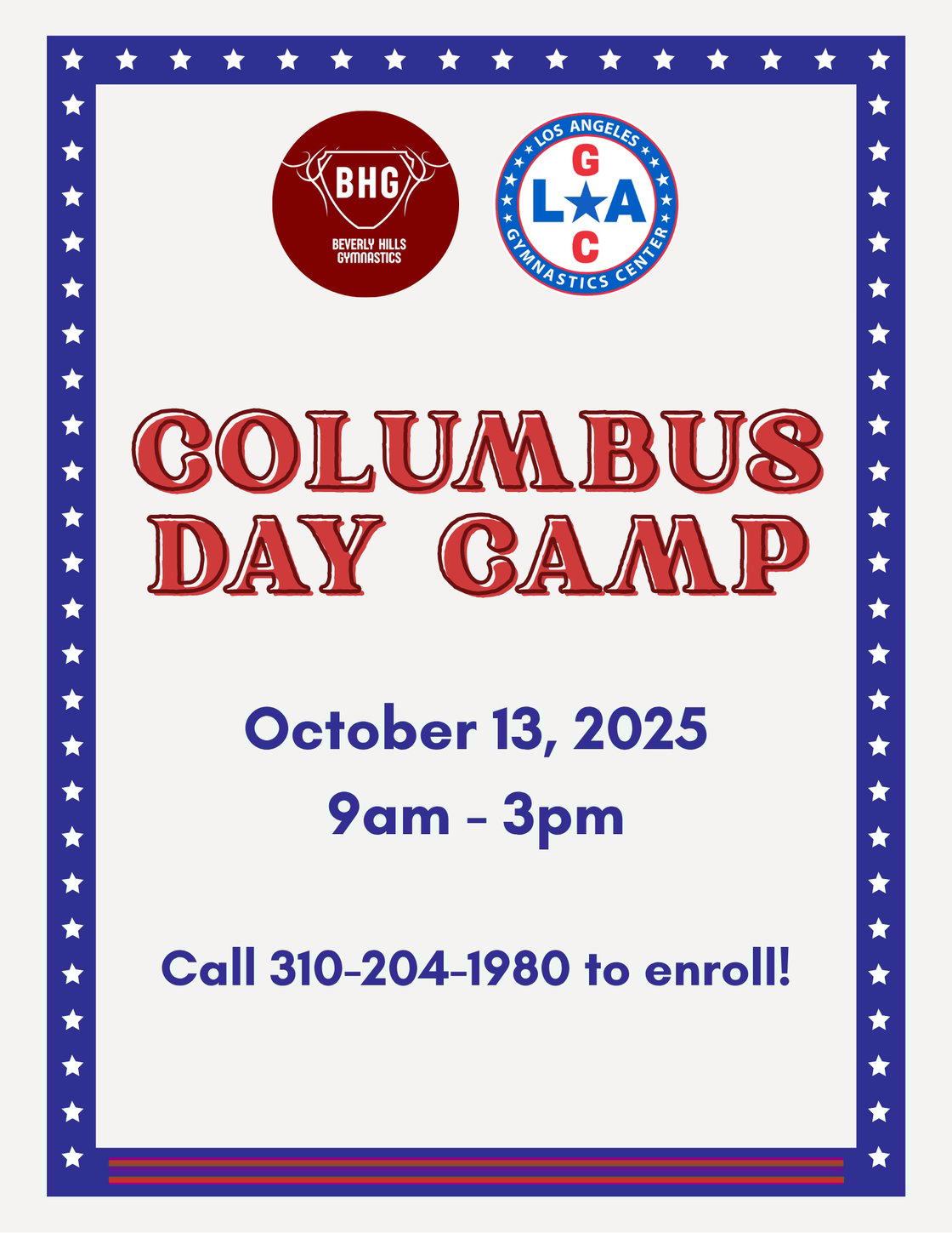 Columbus Day Camp Flyer